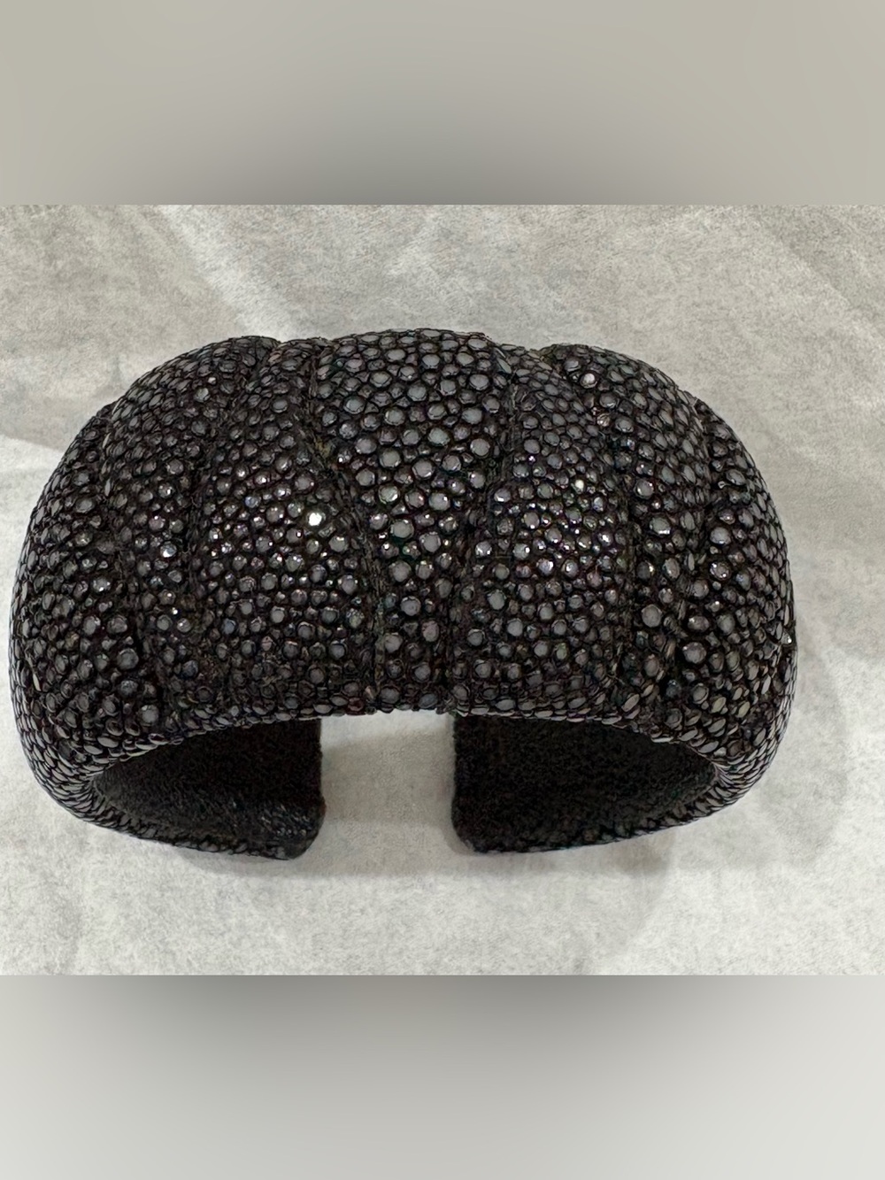 Ferraccia by Ann Garrett genuine black stingray shagreen cuff bracelet